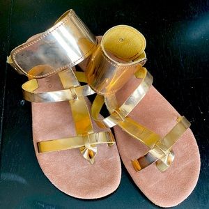 Maurizio Mykonos rose gold sandals, NWOT 38